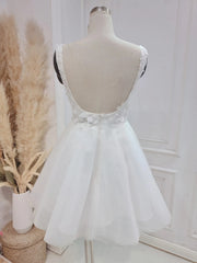 Lace A-Line Short Wedding Dress White Sexy Sweetheart - MyChicDress